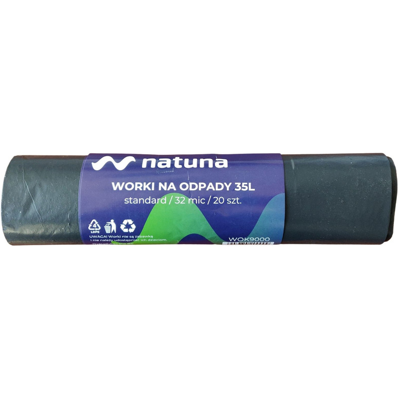 Worki na śmieci NATUNA 35L standard (20szt) 32mic LDPE, wok9000336D