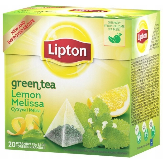 Herbata LIPTON PIRAMID GREEN LEMON MELISA (20 saszetek), ghk0390248