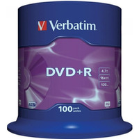 Pyta DVD+R 4,7GB VERBATIM cake (100szt) 16x Matt Silver 43551