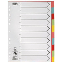 Przekadki kartonowe A4 z kolorowymi indeksami 10 kart 160g. 100204912 OXFORD
