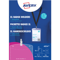 Kieszenie na identyfikator A6 ze smycz� 148x105mm (10 sztuk + 12 wk�ad�w) 4834 AVERY