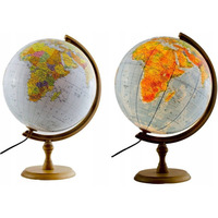 Globus 320mm polityczno-fizyczny pod�wietlany LED drewniana podstawa