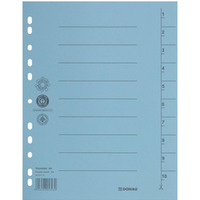 Przekładka DONAU, karton, A4, 235x300mm, 1-10, 1 karta, niebieska