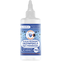 P�yn z aplikatorem do dezynfekcji r�k i powierzchni MEDICOR 100ml Alkohol 75% z gliceryn�