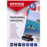 Folia do laminowania OFFICE PRODUCTS, A3, 2x100mikr., b�yszcz�ca, 100szt., transparentna