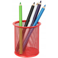 Kubek na d�ugopisy NATUNA siatka czerwony okr�g�y 100x90mm (wys.x�r.)