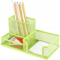 Przybornik na biurko NATUNA siatka limonkowy 204x104x100mm (3A)