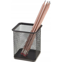 Kubek na d�ugopisy NATUNA siatka czarny kwadratowy 100x80x80mm (wys.xszer.)