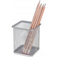 Kubek na d�ugopisy NATUNA siatka srebrny kwadratowy 100x80x80 (wys.xszer.)