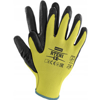 R�kawice REIS RTENI YB poliestrowe powlekane nitrylem ��to-czarne roz.8/M