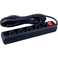 Przed�u�acz OFFICE PRODUCTS, 5 gniazd, 3m, z uziemieniem i wy��cznikiem, czarny
