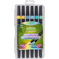 Pisaki pastelowe pędzelkowe dwustronne 12 kolorów CRICCO CR385K12P