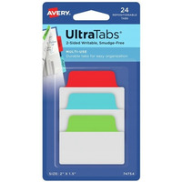 Zak�adki indeksuj�ce samoprzylepne 50, 8x38, 1mm przezroczyste z kolorow� zak�adk� Ultra Tabs 74754 AVERY ZWECKFORM