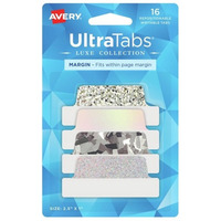 Zak�adki indeksuj�ce samoprzylepne 63, 5x25, 4mm srebrne holograficzne Ultra Tabs 74179 AVERY ZWECKFORM
