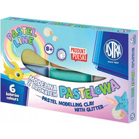 Modelina termoutwardzalna pastelowa z brokatem zestaw 6 kolor�w 304118001 ASTRA
