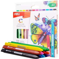 Kredki plastikowe tr�jk�tne COLOR EMOTION 12 kolor�w EC20000 DELI