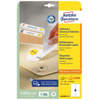 Etykiety bia�e 105x148mm (25 arkuszy = 100 etykiet) usuwalne L6028REV-25 AVERY ZWECKFORM