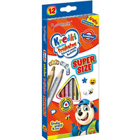 Kredki szkolne tr�jk�tne grube Super Size Zestaw 12 kredek + temper�wka BAMBINO St.Majewski