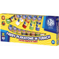 Farby plakatowe w tubkach szkolne 12 kolorw 30ml 83110901 ASTRA