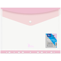 Koperta A4 PP na zatrzask z perforacją RÓŻOWA BT614-R TETIS