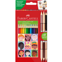 Kredki o��wkowe tr�jk�tne 12 kolor�w +3 kredki dwustronne odcienie sk�ry 511514 Faber- Castell