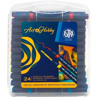 Markery akrylowe dwustronne tr�jk�tne ASTRA Art&Hobby 24szt. walizka 207025001
