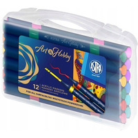 Markery akrylowe dwustronne tr�jk�tne ASTRA Art&Hobby 12szt. walizka 207025002