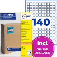 Etykiety do oznacze� PPWR papierowe z trwa�ym klejem bia�e 15x15mm (10 ark.) L7130-10 AVERY ZWECKFORM