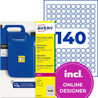 Etykiety do oznacze� PPWR foliowe z trwa�ym klejem bia�e 15x15mm (8 ark.) L7071-8 AVERY ZWECKFORM