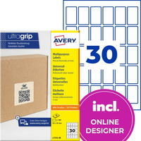 Etykiety do kod�w QR papierowe z trwa�ym klejem bia�e 50x30mm (30 ark.) L7133-30 AVERY ZWECKFORM