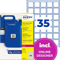 Etykiety do kod�w QR foliowe z trwa�ym klejem bia�e 35x35mm (20 ark.) L7075-20 AVERY ZWECKFORM