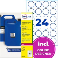 Etykiety do kod�w QR foliowe z trwa�ym klejem bia�e 40mm (20 ark.) L7077-20 AVERY ZWECKFORM